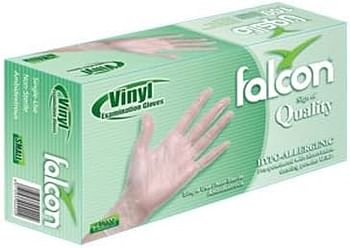 Falcon Vinyl Gloves - Clear Powder Free | S, M, L, XL | (2 Packs x 100 Pieces)