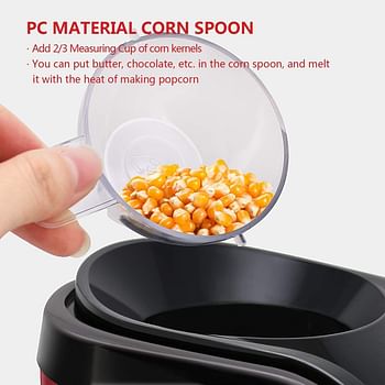 ECVV 1200W Electric Hot Air Popcorn Popper Maker for Home No Oil Needed Healthy Snack for Kids Adults Perfect for Party Birthday Gift - Red