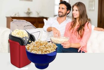 ECVV 1200W Electric Hot Air Popcorn Popper Maker for Home No Oil Needed Healthy Snack for Kids Adults Perfect for Party Birthday Gift - Red