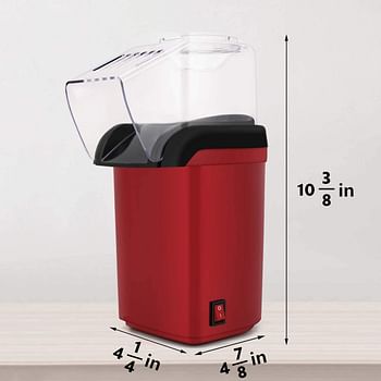 ECVV 1200W Electric Hot Air Popcorn Popper Maker for Home No Oil Needed Healthy Snack for Kids Adults Perfect for Party Birthday Gift - Red