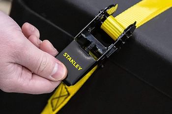 STANLEY S9500 Black/Yellow 1" x 10' Ratchet Straps - Light Cargo Hauling 900 lb Break Strength - 4 Pack