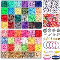 Tiokkss 42 Colors 11504 PCS Polymer Clay Beads for Bracelets Making Kit with 600 PCS Letter Beads for Jewelry Making Kit Heishi Beads Flat Beads for Bracelets Beads for Necklace Making kit