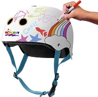 Wipeout Dry Erase Kids Helmet for Bike, Skate, and Scooter Ages 5+ - White Rainbow