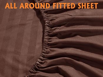 Elegant Comfort Softest and Coziest 6-Piece Sheet Set - 1500 Thread Count Egyptian Quality Luxurious Wrinkle Resistant 6-Piece DAMASK Stripe Bed Sheet Set, California King, Chocolate Brown