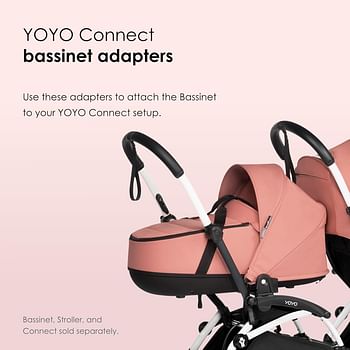 BABYZEN YOYO Connect Bassinet Adapters (2 pcs) - Connect your YOYO Stroller Bassinet to the Babyzen YOYO2 Stroller - Black, one size