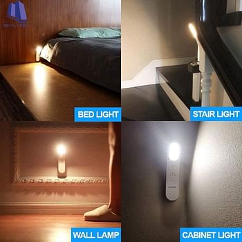 Royal Apex Blue Carbon Motion Sensor Night Light, USB Rechargeable LED Rotatable Lights, Bedside Lamp, Handheld Cordless Battery-Powered Flashlight, Stick-Anywhere Wall Light for Bedroom, Stairs etc.