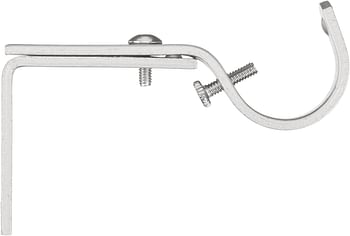 Adjustable Curtain Rod Wall Bracket Hooks, Set of 2, Silver Nickel