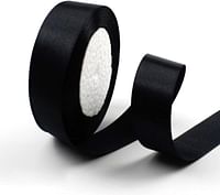 Rosymoment Ribbon Satin Fabric For Gift Package Wrapping Hair Bow Clips Making Crafting Sewing Wedding Decorations Width 2.5Cm*25Yards Rbn-8552 - Black