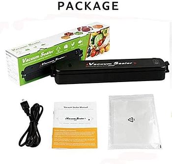 Automatic Vacuum Sealer Machine for Food Preservation Storage Saver Sealing System, Intelligent LED Indicator Lights,with Drainage Holes baffles Starter Kit Inclued15 PCS Bags Black