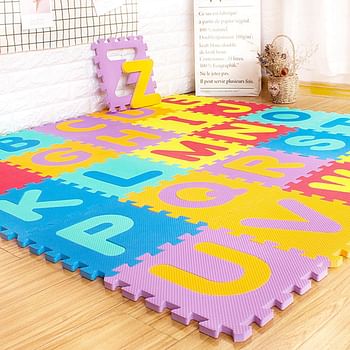 ECVV Kids Foam Puzzle Floor Play Mat, Alphabet Foam Puzzle Play Mat 10 Tiles Great for Kids to Learn and Play-Interlocking Puzzle Pieces | 30 * 30 * 1cm |