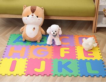 ECVV Kids Foam Puzzle Floor Play Mat, Alphabet Foam Puzzle Play Mat 10 Tiles Great for Kids to Learn and Play-Interlocking Puzzle Pieces | 30 * 30 * 1cm |