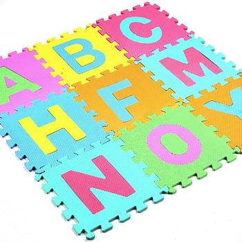 ECVV Kids Foam Puzzle Floor Play Mat, Alphabet Foam Puzzle Play Mat 10 Tiles Great for Kids to Learn and Play-Interlocking Puzzle Pieces | 30 * 30 * 1cm |