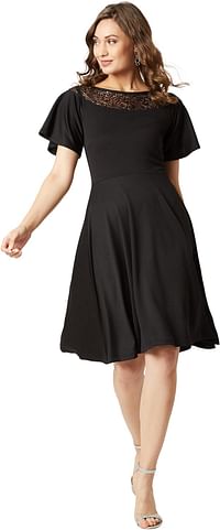 Miss Olive Women's Polyester Skater Dress MOSS19D13-10-62  X Large - Black
