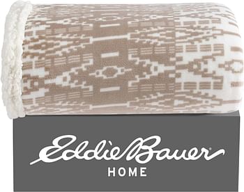 Eddie Bauer - Throw Blanket, Reversible Sherpa Fleece Bedding, Home Decor for All Seasons (San Juan Oyster, Throw)