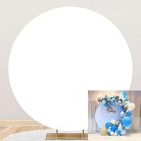 Laeacco White Round Backdrop 6.5x6.5ft Polyester Solid Color White Screen Photography Background Baby Shower Birthday Party Decoration Banner Video Recording Children Adults Portrait Photo Booth Props