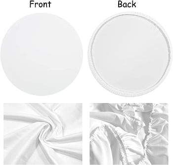 Laeacco White Round Backdrop 6.5x6.5ft Polyester Solid Color White Screen Photography Background Baby Shower Birthday Party Decoration Banner Video Recording Children Adults Portrait Photo Booth Props