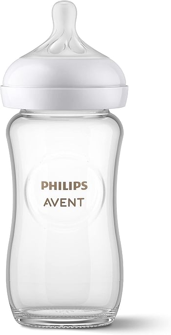 Philips AVENT Glass Natural Baby Bottle with Natural Response, Clear, 8oz, 1pk, SCY913/01