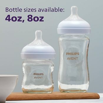 Philips AVENT Glass Natural Baby Bottle with Natural Response, Clear, 8oz, 1pk, SCY913/01