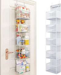 Fixwal 5-Shelf Over The Door Hanging Pantry Organizer, Room Organizer with Clear Plastic Pockets, 25lb Ultra Sturdy & Large Capacity Door Organizer for Closet, Bedroom, Nursery, Bathroom