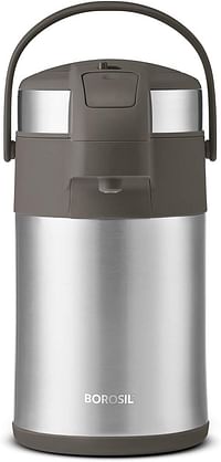 BOROSIL AIRPOT FLASK WITH PUMP |VACUUM INSULATED DOUBLE WALL STAINLESS STEEL TEA POT | COFFEE POT | THERMOS | FLASK | CARAFE 4 LITER