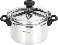 Royalford Aluminum Pressure Cooker- Equipped with Multi-Safety Device and Unique Indicator Durable Alloy Construction Firm Handles Compatible Gas 11L - RF11176 - Silver