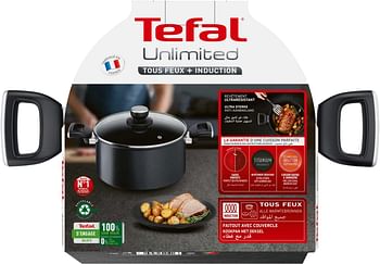 TEFAL UNLIMITED Stew Pot 24 cm with Lid easy cleaning non stick coating thermo signal™ healthy safe induction made in france G2554602