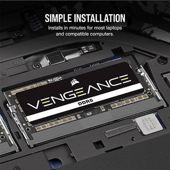 Corsair VENGEANCE DDR5 SODIMM 32GB (2x16GB) DDR5 4800MHz C40 (Compatible with Nearly Any Intel and AMD System, Easy Installation, Faster Load Times, Smoother Multitasking, XMP 3.0 Compatibility) Black