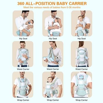 COOLBABY Multifunction Baby Strap Waist Stool Hip Seat Baby Carrier, Suitable For 0-36 Months Baby,6 in 1 Carrying Mode,Adjustable Size, Very Suitable For Hiking Shopping Trip