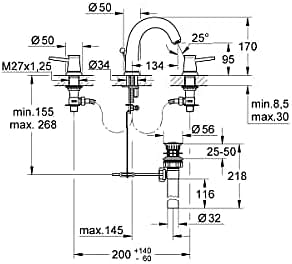 Grohe Bauclassic 3-Hole Basin Mixer 1/2 Inch - 20470000