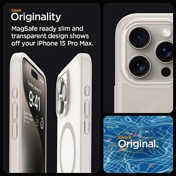Spigen Ultra Hybrid MagFit designed for iPhone 15 Pro Max case cover compatible with MagSafe - Frost Natural Titanium