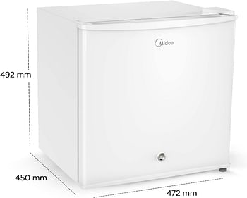 Midea 86L Free Standing Single Door Refrigerator with Reversible Door, 2l Bottle Rack, Smart Design with Recessed Handle with Lock, Best Compact Small Fridge For Mini Bar Room Or Office MDRD86FGE01