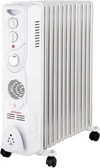 Crownline 13-Fins Oil Filled Radiator Heater, 3-Power Output Settings With Overheat Protection 24-Hrs Timer