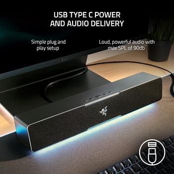 Razer Leviathan V2 X: PC Soundbar with Full-Range Drivers Compact Design Chroma RGB USB Type C Power and Audio Delivery Bluetooth 5.0 - Black