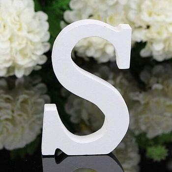 Rosymoment Alphabet S Wooden Hanging Decorative Wall Letter for Children's Bedroom Decor 12 cm Length HCR-4702S -White