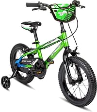SPARTAN Street Racer Kids Bicycle for Ages 3-8; Kids and Toddler Bike with Training Wheels; 14-18 Inch Boys in Green Sturdy Soft Cushion Saddle, Quick Release Seat Lever 14 SP-3162 - Green