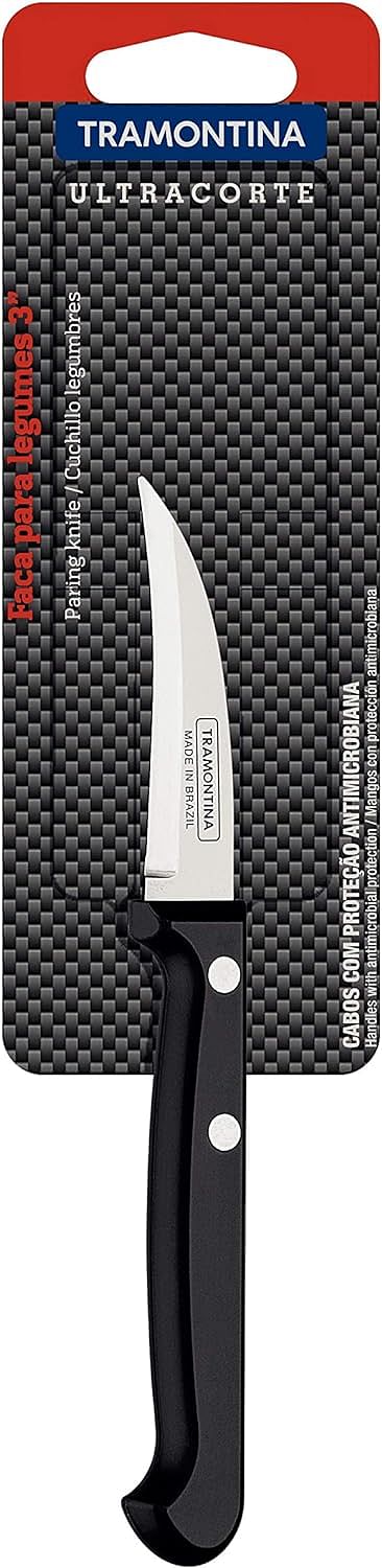Tramontina Ultracorte 3 Inches Peeling Knife with Stainless Steel Blade and Black Polypropylene Handle