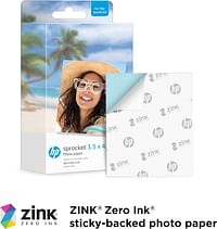 HP Sprocket 3.5 x 4.25” Zink Sticky-Backed Photo Paper - 50 Pack Compatible with 3x4 Printer