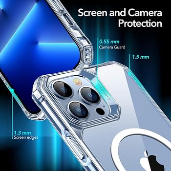 ESR Air Armor Clear Case with HaloLock Compatible with iPhone 13 Pro Case, Military-Grade Protection, Supports Magnetic Charging, Yellowing-Resistant Hard Back, Clear