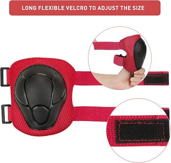 KUYOU Kids Knee Pads Set,6 in 1 Kit Protective Gear Knee Elbow Pads with Adjustable Wrist Guards Toddler Children Protection Safety for Rollerblading BMX Bike Bicycle