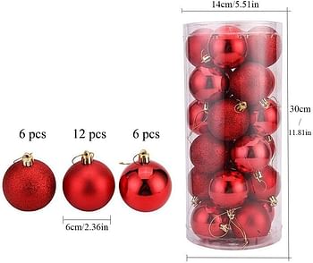 BUY4LESS - Christmas Tree Decorations Baubles Party Wedding Ornament Christmas  24PCs 6 cm Balls - Red