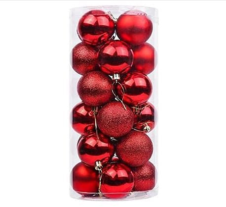 BUY4LESS - Christmas Tree Decorations Baubles Party Wedding Ornament Christmas  24PCs 6 cm Balls - Red