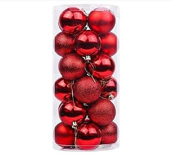 BUY4LESS - Christmas Tree Decorations Baubles Party Wedding Ornament Christmas  24PCs 6 cm Balls - Red