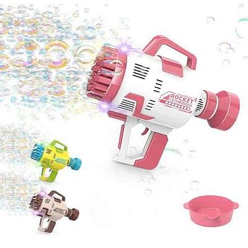 48 Holes Electric Space Rocket Bubble Gun Machine Toy With Light Automatic Making Bubbling Children Toys Random color