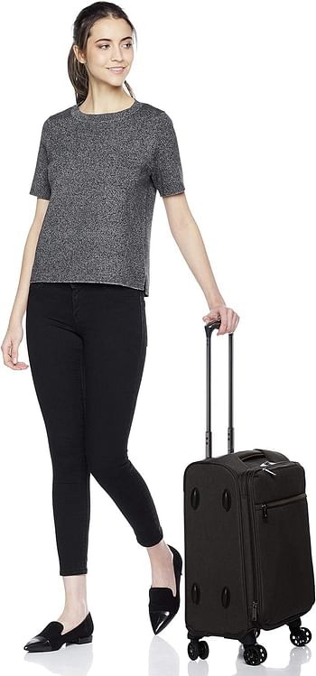 Amazn Basics Belltown, Softside Expandable Luggage Spinner Suitcase with Wheels Black 31-Inch