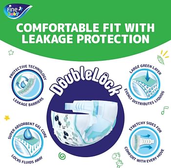 Fine Baby Diapers Size 6 ( Junior16kg + ) Maxi, 36 count, Jumbo pack - NEW Double Lock leak barriers/36/Size 6