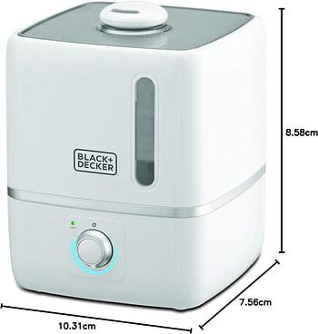 Black+Decker 3.0L Compact Ultrasonic Air Humidifier for Home and Office HM3000-B5 - White