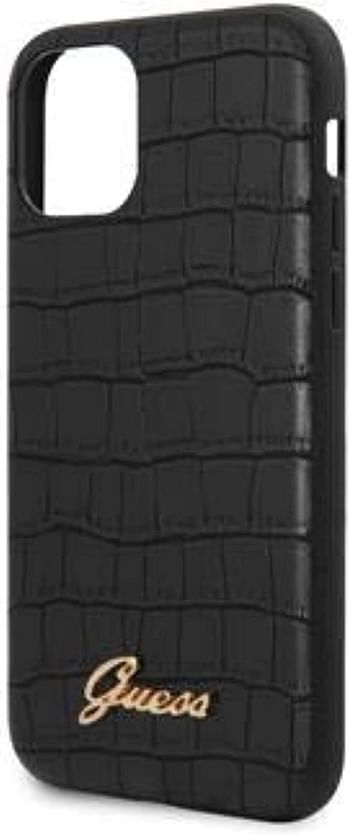 Guess Pu Croco Print Case With Metal Logo For Iphone 11 Pro - Black