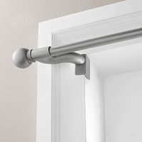 Maytex Twist And Shout Easy Install Tension Window Curtain Rod, No Tools Needed, 28" - 48", With Decorative Round Ball Finials, Brushed Nickel