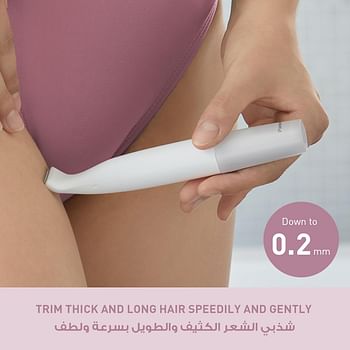 Panasonic Bikini Trimmer and Shaver for Women with 4 Attachments for Gentle Grooming in Sensitive Areas Wet and Dry Battery Operated – ES-WV62-h262 - White