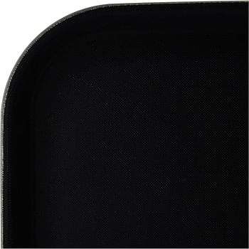 Vague Rectangular Shape Non Slip Plastic Tray with Rubber - 40 cm x 55 cm Size - Black